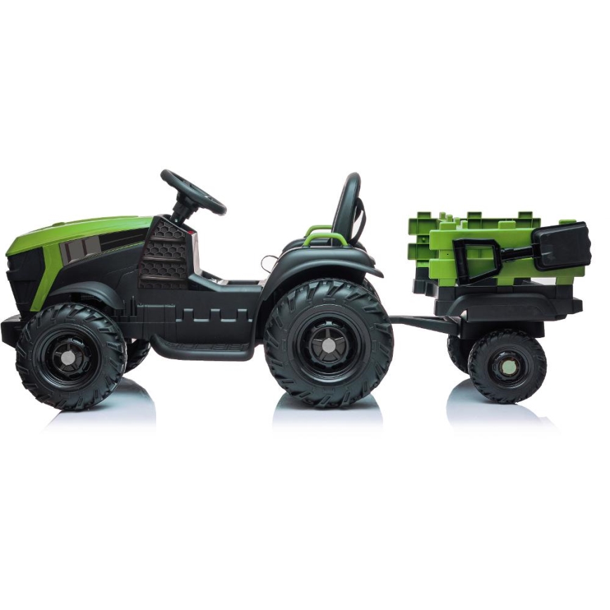 Elektro-Traktor mit Anhänger 2x30W/7000 mAh schwarz/grün + Fernbedienung