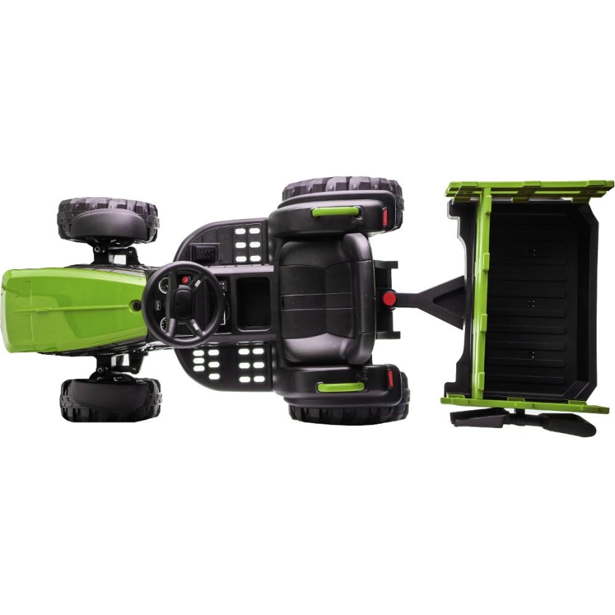 Elektro-Traktor mit Anhänger 2x30W/7000 mAh schwarz/grün + Fernbedienung