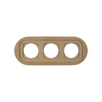 Elhard - Dreifache keramische Retro-Wandsteckdose mit Rahmen 230 V schwarz/helles Holz