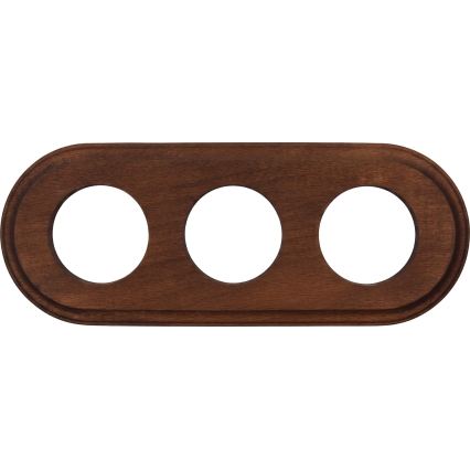 Elhard - Dreifach-Keramik-Steckdose im Retro-Stil mit Rahmen 230V schwarz/dunkles Holz