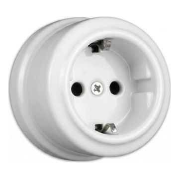 Elhard – Keramik-Wandsteckdose im Retro-Design, SCHUKO, 230 V, weiß