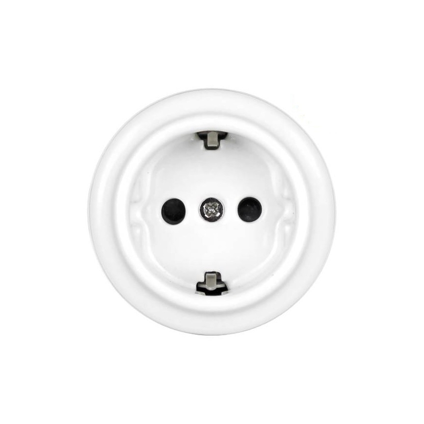 Elhard – Keramik-Wandsteckdose im Retro-Design, SCHUKO, 230 V, weiß