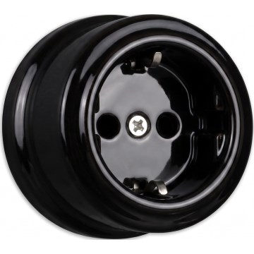Elhard - Keramik‑Retro‑Wandsteckdose SCHUKO 230 V, schwarz