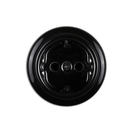 Elhard - Keramik‑Retro‑Wandsteckdose SCHUKO 230 V, schwarz