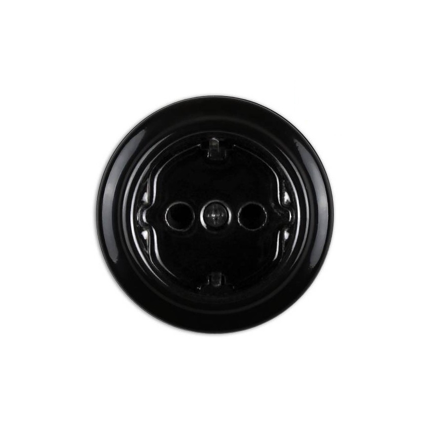 Elhard - Keramik‑Retro‑Wandsteckdose SCHUKO 230 V, schwarz
