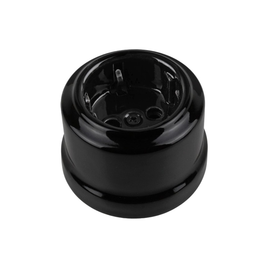 Elhard - Keramik‑Retro‑Wandsteckdose SCHUKO 230 V, schwarz