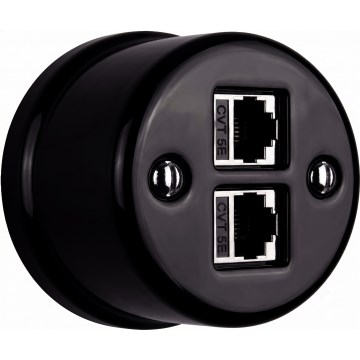 Elhard - Keramische Retro-Datendose 2xRJ45 schwarz