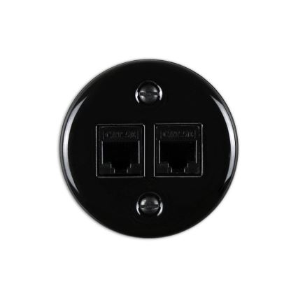 Elhard - Keramische Retro-Datendose 2xRJ45 schwarz