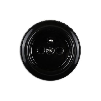 Elhard - Keramische Retro-Haussteckdose 230 V, schwarz