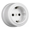 Elhard - Keramische Retro-Schuko-Steckdose 230 V, weiß
