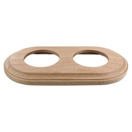 Elhard - Keramischer Retro-Schalter č. 1 und Steckdose 230V mit SCHUKO-Rahmen weiß/helles Holz