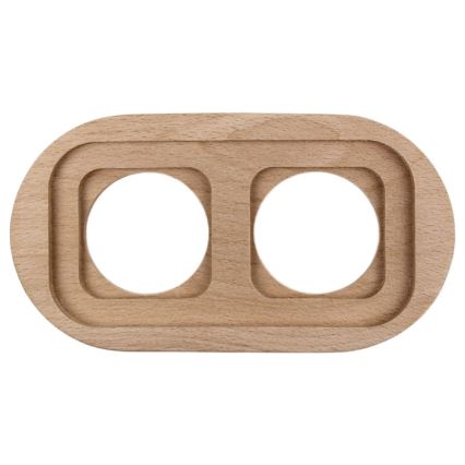 Elhard - Keramischer Retro-Schalter č. 1 und Steckdose 230V mit SCHUKO-Rahmen weiß/helles Holz