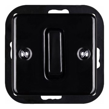 Elhard - Keramischer Retro-Taster, einfach, rahmenlos, č. 1/0, schwarz