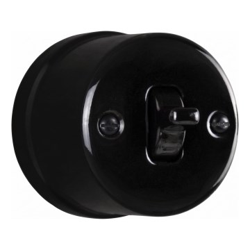 Elhard - Keramischer Retro-Wand-Treppenhaus-Schalter mit Hebel Nr. 6, schwarz