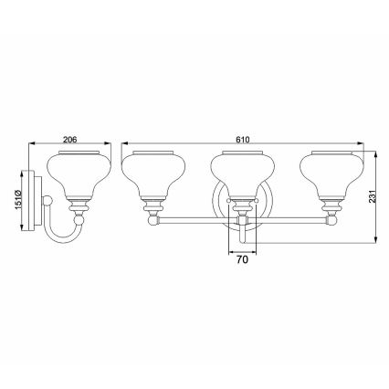 Elstead - LED-Wandleuchte für Badezimmer AINSLEY 3xG9/3W/230V IP44