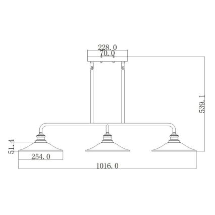 Elstead HK-RIGBY-ISLE-KZ - Kronleuchter on a pole RIGBY 3xE27/60W/230V