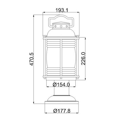 Elstead KL-ASHLANDBAY3-M - Außenlampe ASHLAND 1xE27/60W/230V IP44