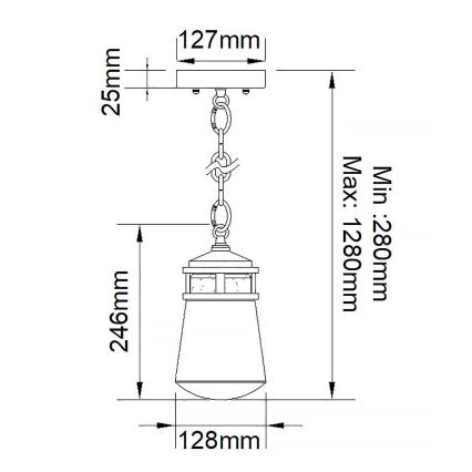 Elstead KL-LYNDON8-S-AZ - Auβen-Kronleuchter LYNDON 1xE27/75W/230V IP44 anthrazit