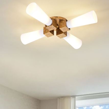 Elstead - Stangen-Pendelleuchte KRISTY 4xE27/40W/230V kupferfarben