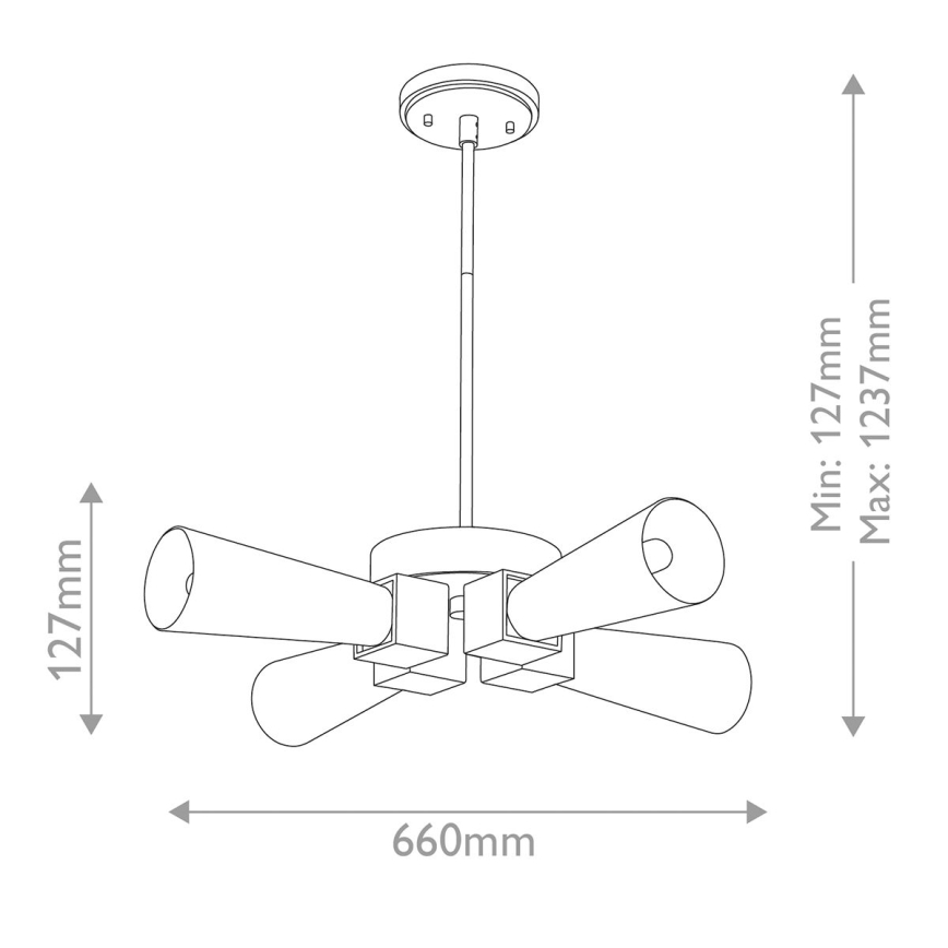 Elstead - Stangen-Pendelleuchte KRISTY 4xE27/40W/230V kupferfarben
