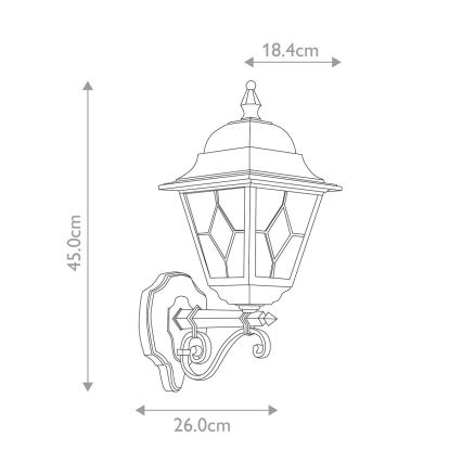 Elstead NR1-BLK - Außenwandleuchte NORFOLK 1xE27/100W/230V IP43