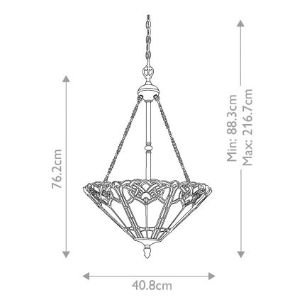 Elstead QZ-CAMBRIDGE-P - Ketten-Kronleuchter BELLE 3xE27/100W/230V