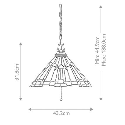 Elstead - Tiffany-Kronleuchter an Kette INGLENOOK 3xE27/60W/230V