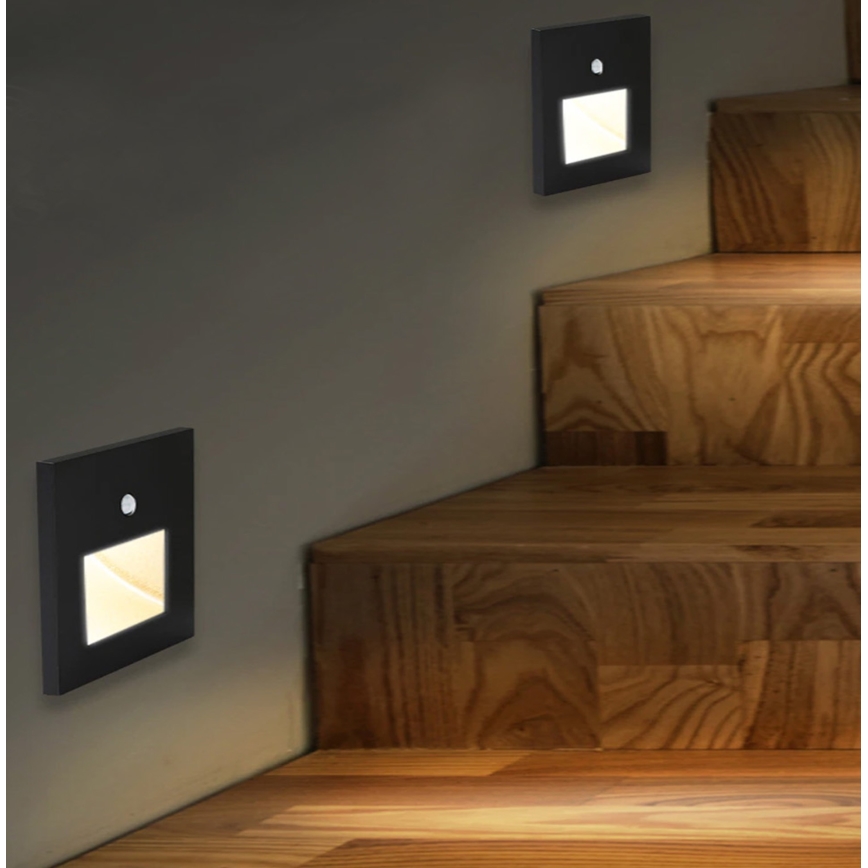 Emithor 70418 – LED-Treppenleuchte mit Sensor SUNNY LED/1W/230V 4000K schwarz