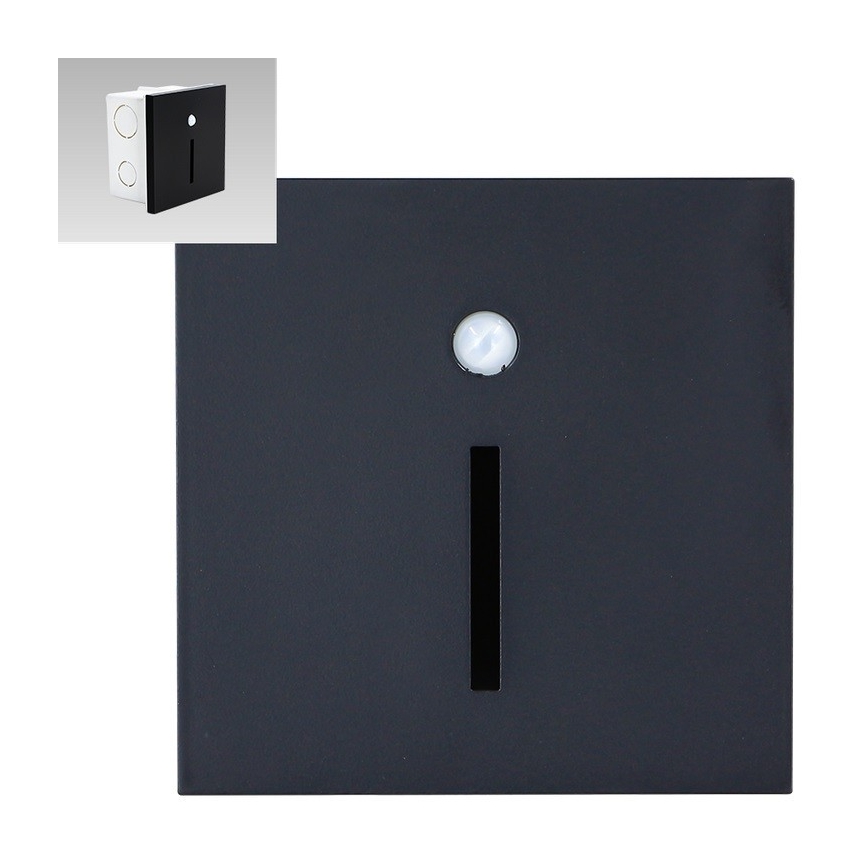 Emithor 70430 - LED Treppenleuchte mit Sensor LINE LED/1W/230V schwarz