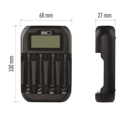 Batterieladegerät mit LCD-Display 4xAA/AAA 5V