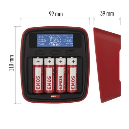 Batterieladegerät mit LCD-Display 4xAA/AAA 5V