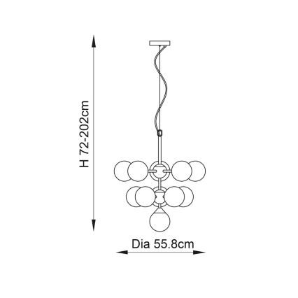 Endon 101147 - Kronleuchter an Kabel OSCAR 11xG9/18W/230V schwarz/rauchfarben