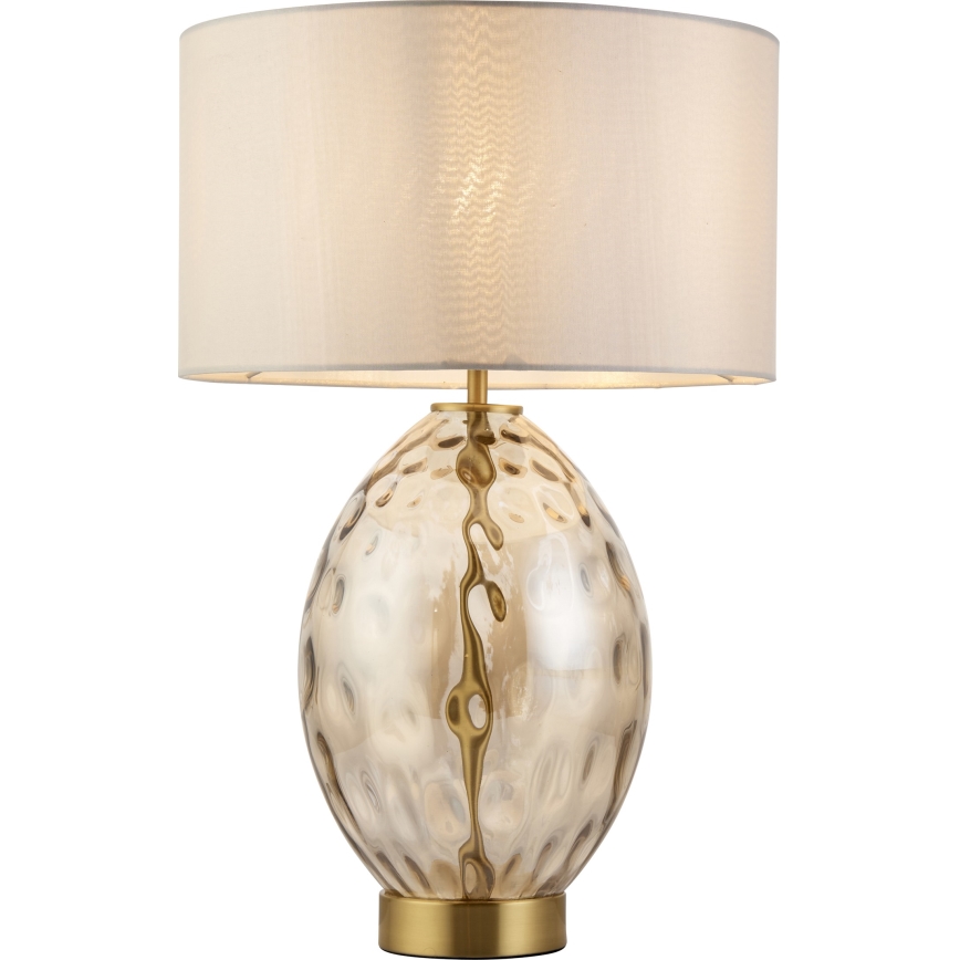 Endon 101150 - Dimmbare Tischlampe ERIN 1xE27/10W/230V Weiß/Messing/rauchiges Beige