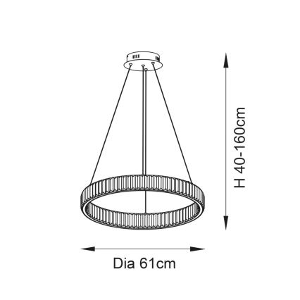 Endon 102255 - LED-dimmbare Pendelleuchte an Kabel LAGUNA LED/36W/230V glänzender Chrom