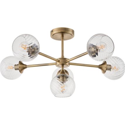 Endon 103171 - Deckenleuchte an Stange ALLEGRA 6xE14/7W/230V Messing/klar
