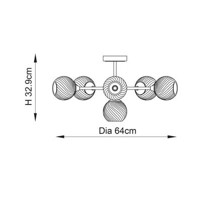 Endon 104050 - Deckenleuchte an Stange ALLEGRA 6xE14/7W/230V glänzendes Chrom/klar