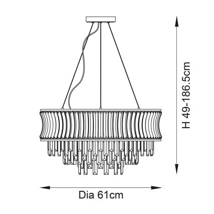 Endon 104530 - Ketten-Kronleuchter 9xE14/6W/230V glänzender Chrom
