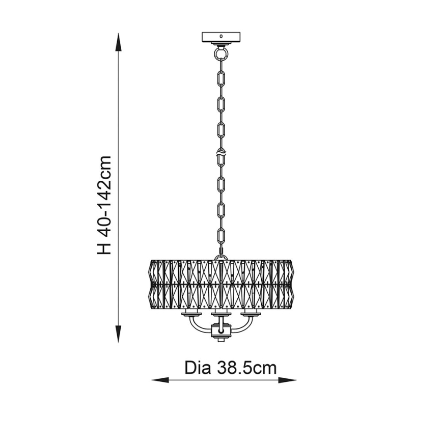 Endon 106243 - Kronleuchter mit Kette CLIFTON 3xE14/6W/230V, Durchmesser 38,5 cm, Messing/klar