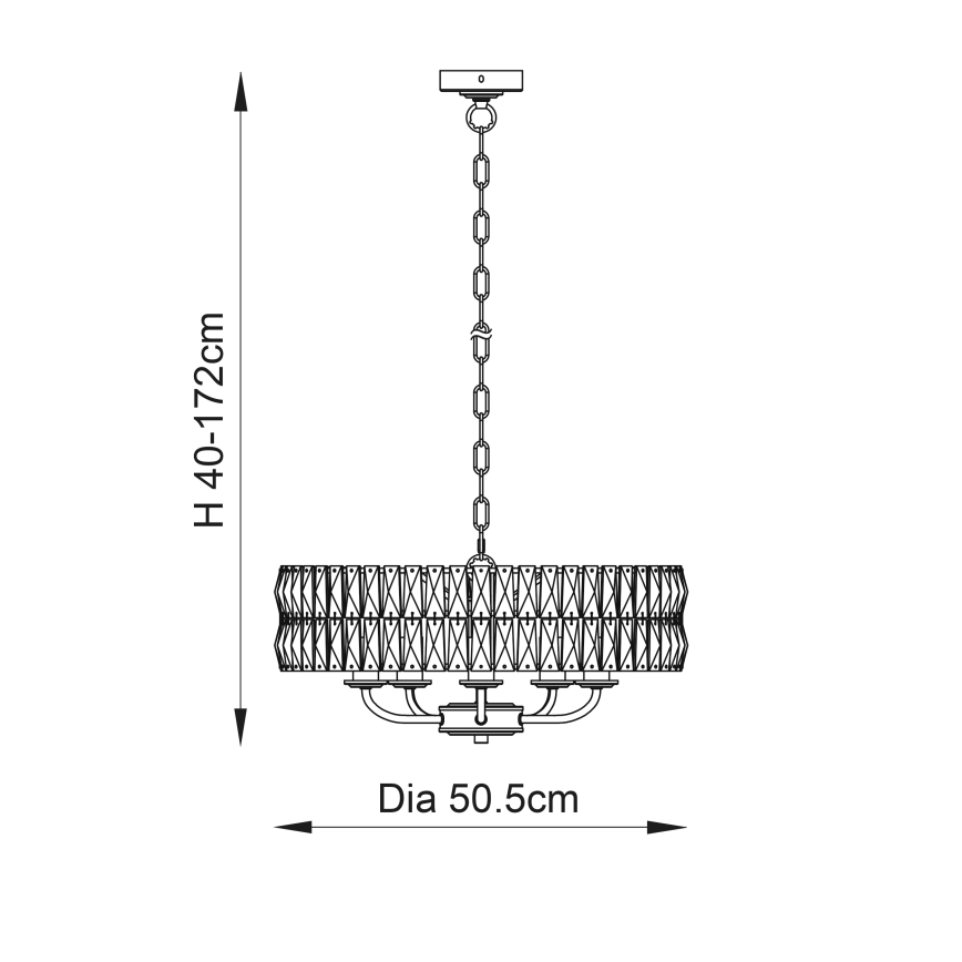 Endon 106244 - Kronleuchter an Kette CLIFTON 5xE14/6W/230V Messing/klar