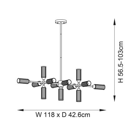 Endon 106259 - Deckenleuchte an Stange TOUR 13xG9/3W/230V Messing