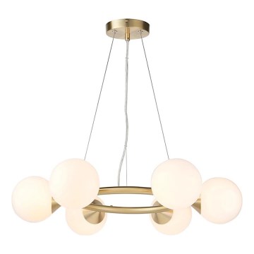 Endon 106390 - Pendelleuchte OTIS mit Seilaufhängung 6xG9/3W/230V goldfarben