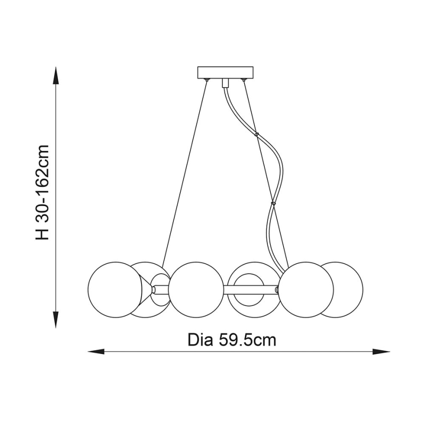 Endon 106390 - Pendelleuchte OTIS mit Seilaufhängung 6xG9/3W/230V goldfarben