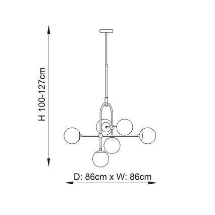 Endon 106661 - Pendelleuchte an Stange ONTARIO 6xE14/7W/230V schwarz/rauchschwarz