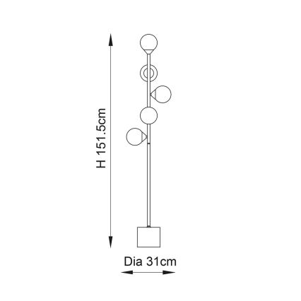 Endon 106756 - Stehleuchte OTIS 5xG9/3W/230V gold/weiß