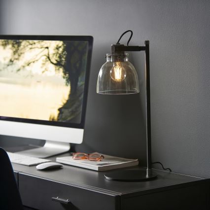 Endon 107012 - Tischlampe URBAN 1xE27/10W/230V schwarz/rauchschwarz