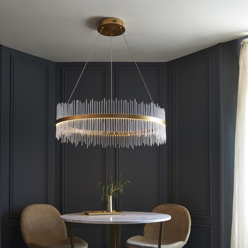 Endon 107672 - Dimmbare LED-Pendelleuchte an Kabel ADRIEL LED/83W/230V 3000K Ø 89 cm gold/transparent