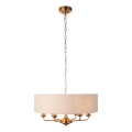 Endon 110722 - Kronleuchter an Kette HIGHCLERE 6xE14/40W/230V Beige/Messing, Ø 55 cm