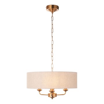 Endon 110723 - Hängeleuchte an Kette HIGHCLERE 3xE14/40W/230V beige/Messing