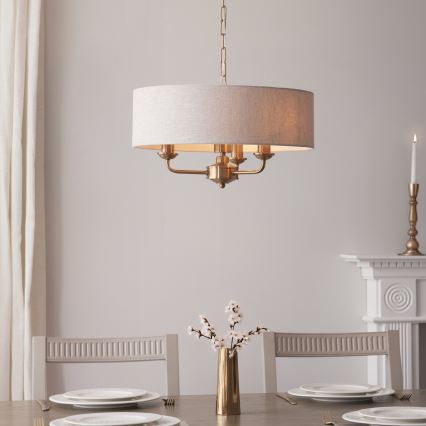 Endon 110723 - Hängeleuchte an Kette HIGHCLERE 3xE14/40W/230V beige/Messing
