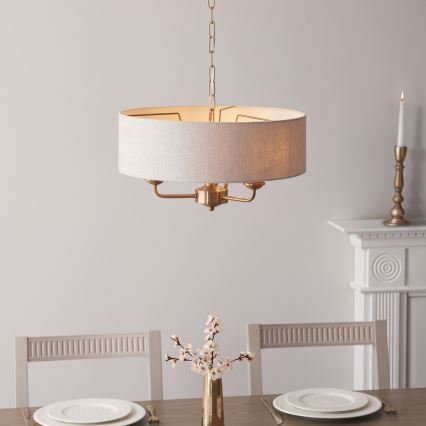 Endon 110723 - Hängeleuchte an Kette HIGHCLERE 3xE14/40W/230V beige/Messing